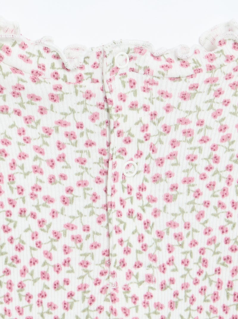 Tee-shirt rib col ondulé Blanc - Kiabi