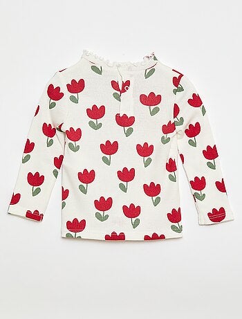 Tee-shirt rib col ondulé
