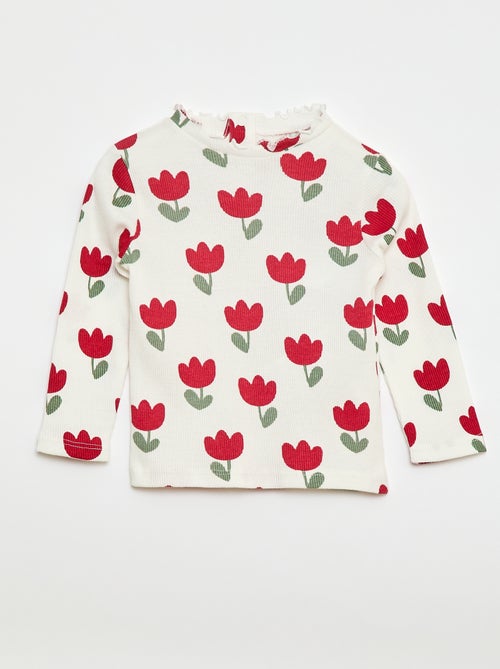 Tee-shirt rib col ondulé - Kiabi