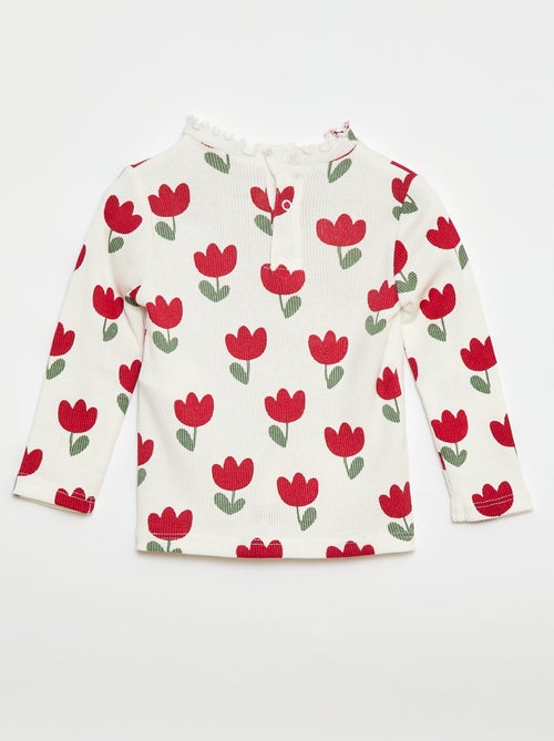 Tee-shirt rib col ondulé - Kiabi