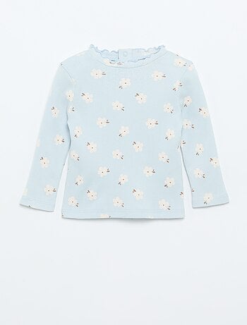 Tee-shirt rib col ondulé