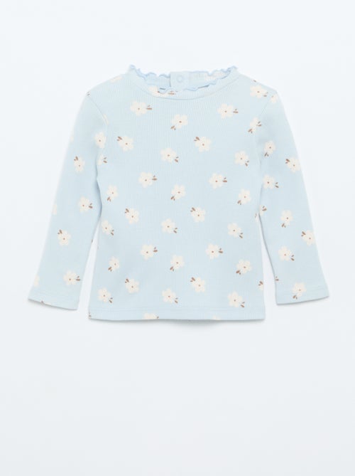Tee-shirt rib col ondulé - Kiabi Tee-shirt rib col ondulé - Kiabi