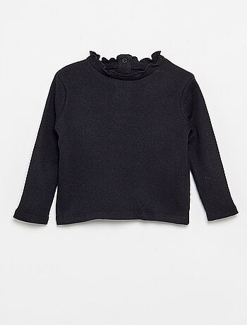 Tee-shirt rib col ondulé