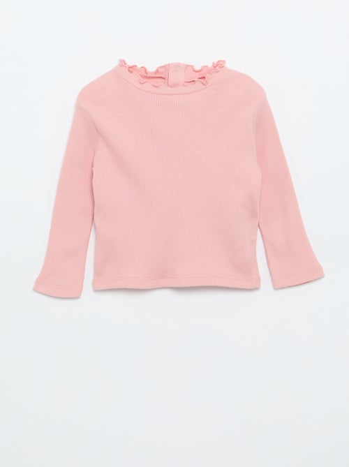 Tee-shirt rib col ondulé - Kiabi