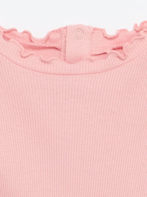Tee-shirt rib col ondulé - Kiabi