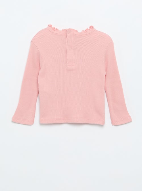 Tee-shirt rib col ondulé - Kiabi