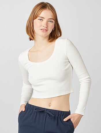 Tee-shirt rib crop top