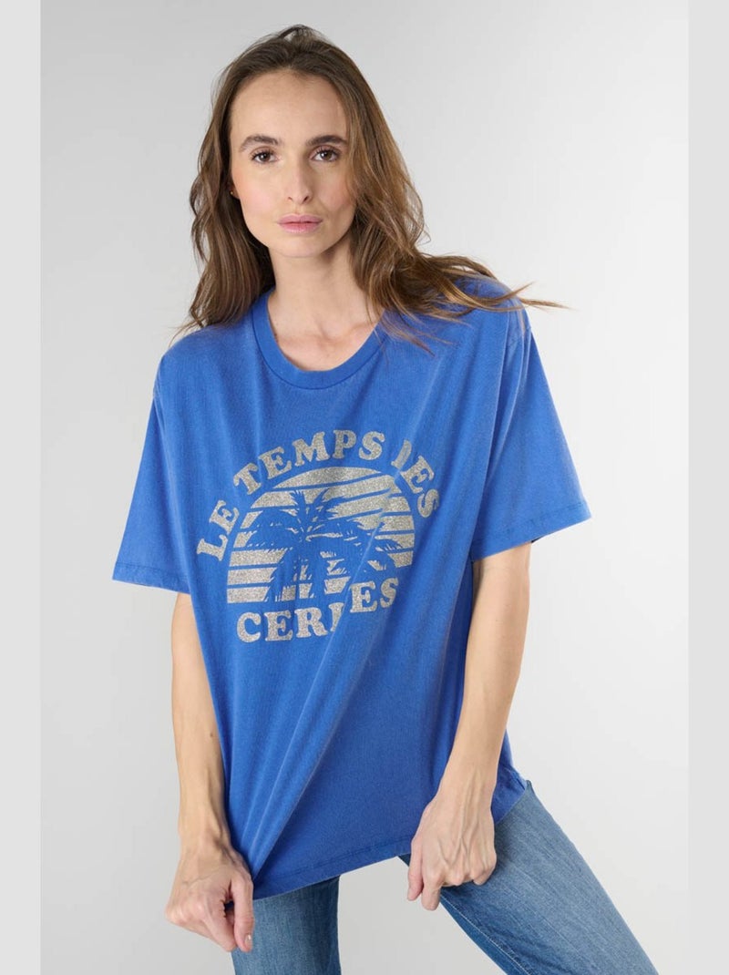 Tee-Shirt RILEY 'Le Temps Des Cerises' Bleu - Kiabi