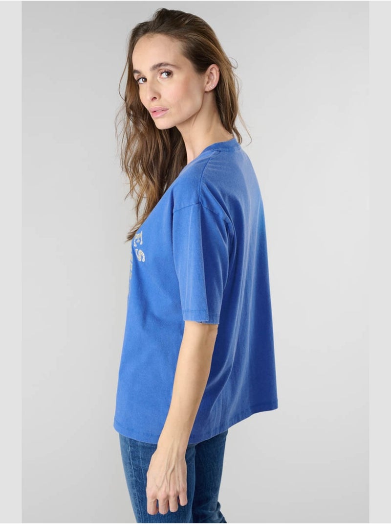 Tee-Shirt RILEY 'Le Temps Des Cerises' Bleu - Kiabi