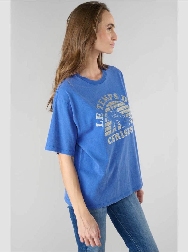 Tee-Shirt RILEY 'Le Temps Des Cerises' Bleu - Kiabi