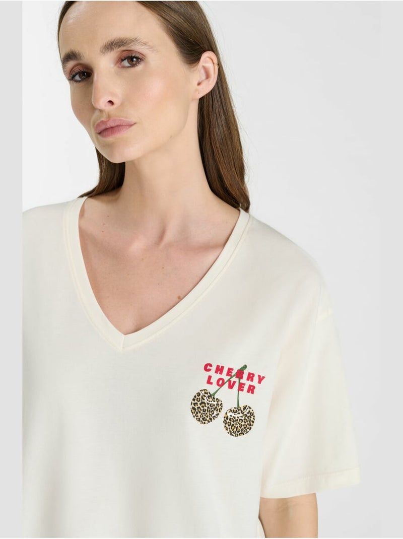 Tee-Shirt ROCKY 'Le Temps Des Cerises' Blanc - Kiabi