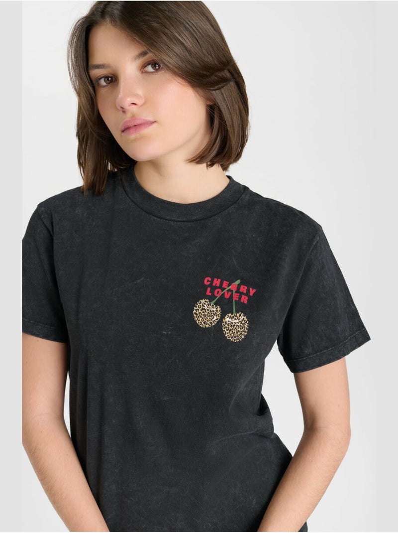 Tee-shirt rockygi 'le temps des cerises' Noir - Kiabi
