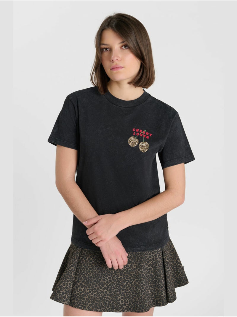 Tee-shirt rockygi 'le temps des cerises' Noir - Kiabi