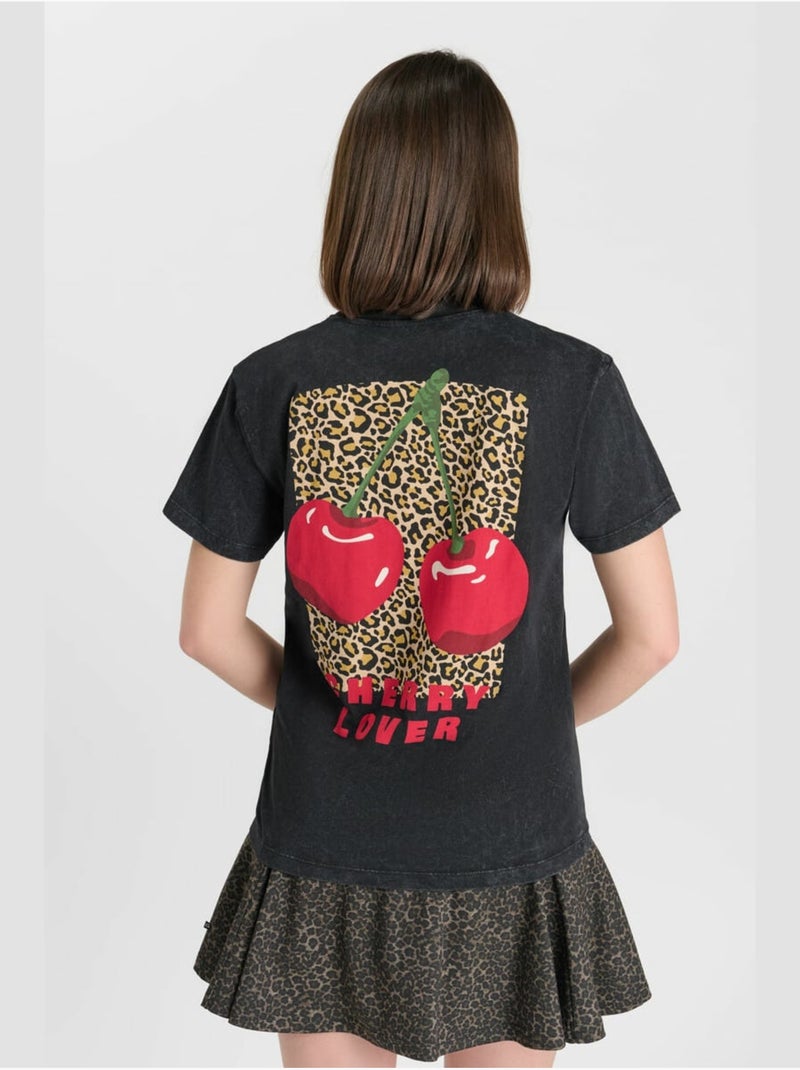 Tee-shirt rockygi 'le temps des cerises' Noir - Kiabi