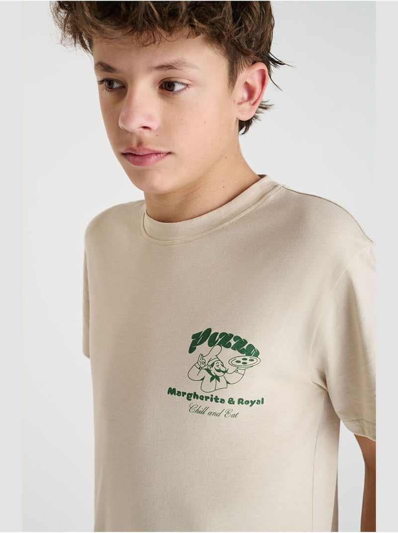 Tee-Shirt ROMEBO 'Le Temps Des Cerises' Beige - Kiabi