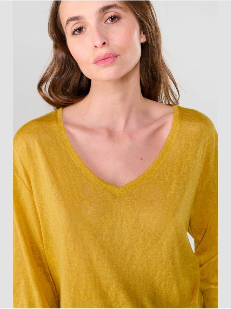 Tee-shirt rondaan 'le temps des cerises' Jaune - Kiabi