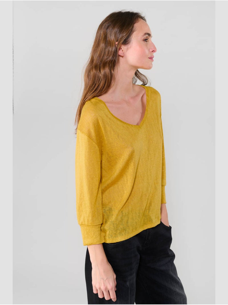 Tee-shirt rondaan 'le temps des cerises' Jaune - Kiabi