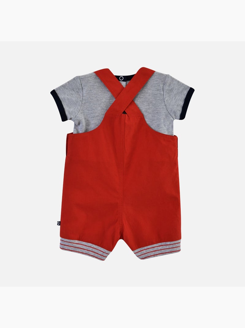 TEE SHIRT SALOPETTE ELOI POPELINE BEBE Rouge - Kiabi