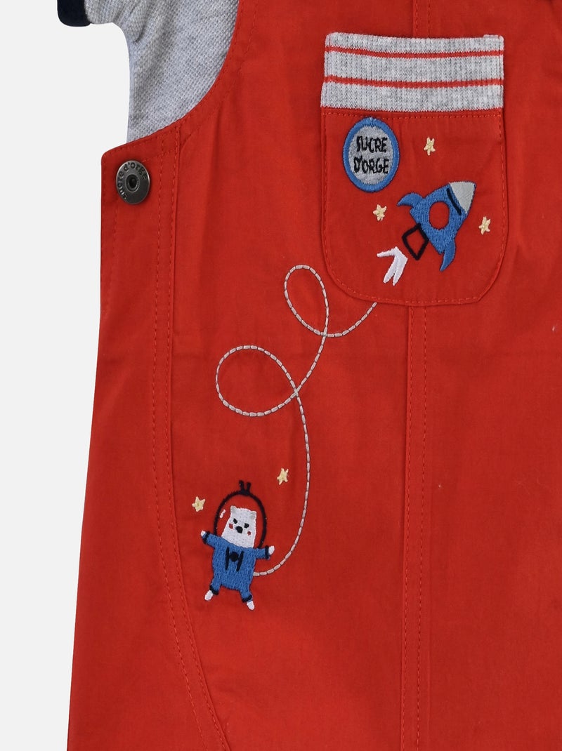 TEE SHIRT SALOPETTE ELOI POPELINE BEBE Rouge - Kiabi