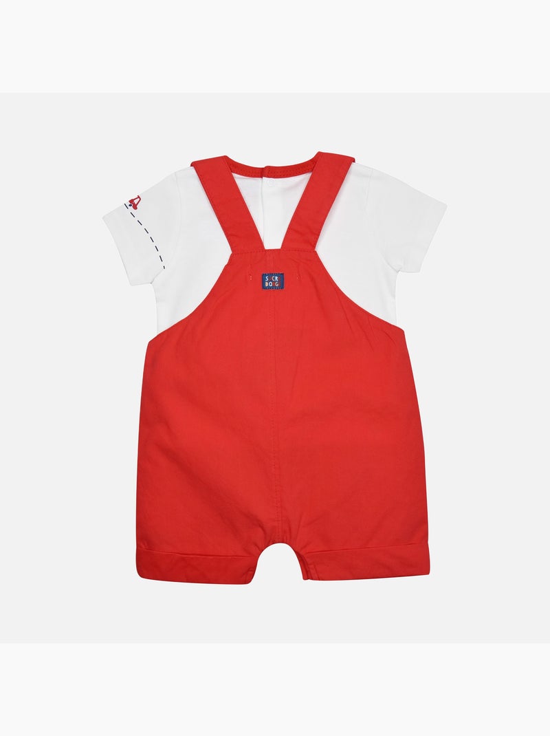 TEE SHIRT SALOPETTE GAUVAIN POPELINE COURT BEBE Rouge - Kiabi