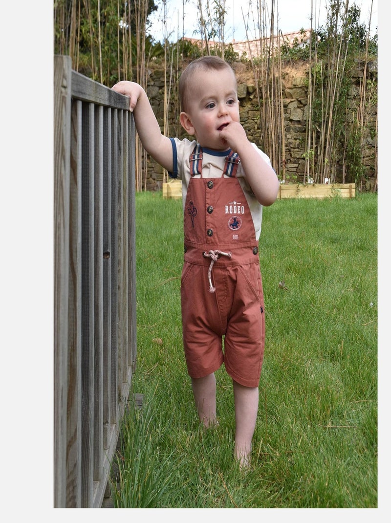 TEE SHIRT SALOPETTE GEREMY TWILL COURT BEBE Rouge - Kiabi