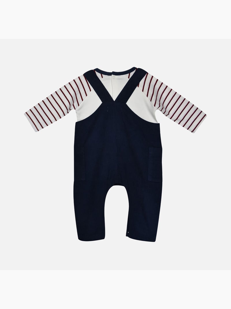 TEE SHIRT + SALOPETTE VELOURS FLORENTIN Bleu - Kiabi