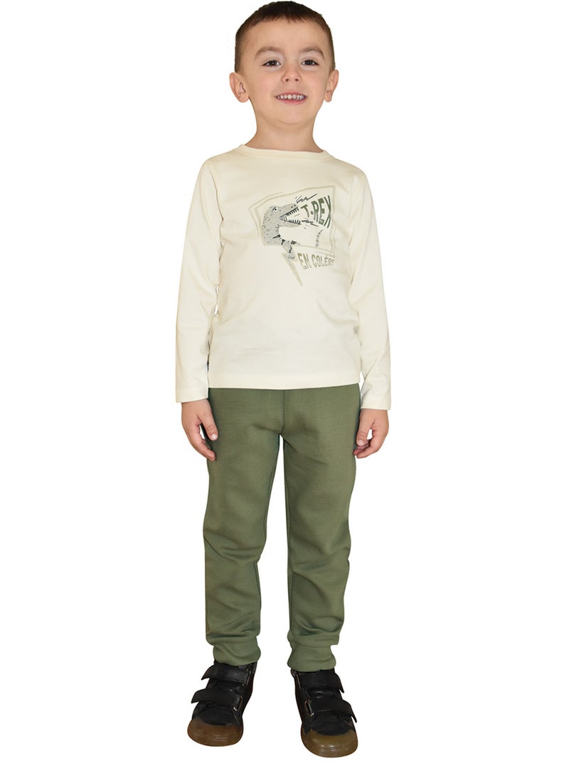 Tee shirt samy jersey manches longues Beige - Kiabi