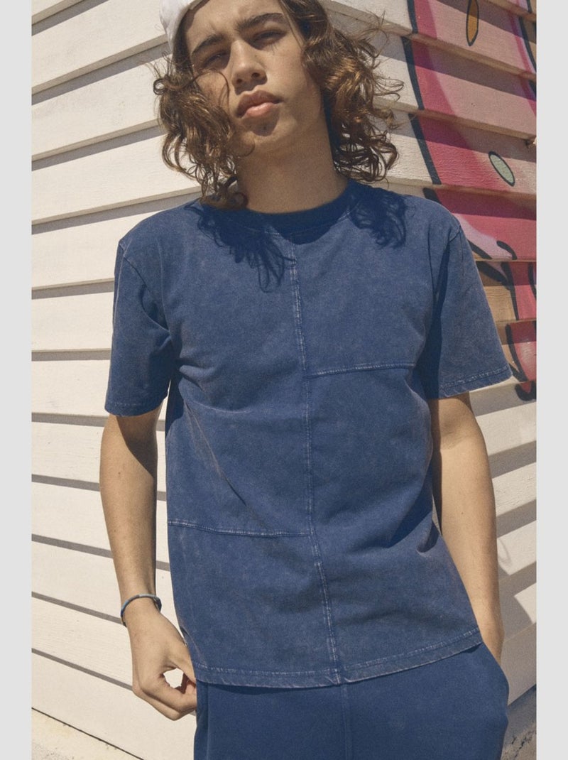 Tee-Shirt SAROBO 'Le Temps Des Cerises' Bleu - Kiabi