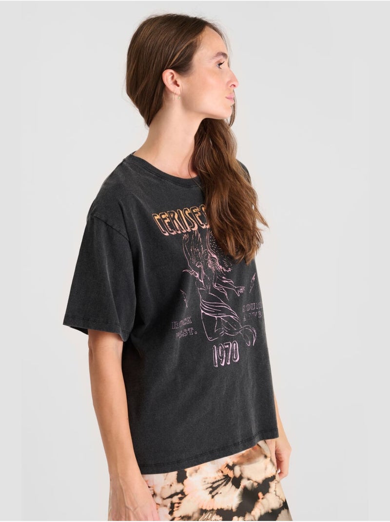 Tee-shirt scavo 'le temps des cerises' Gris - Kiabi