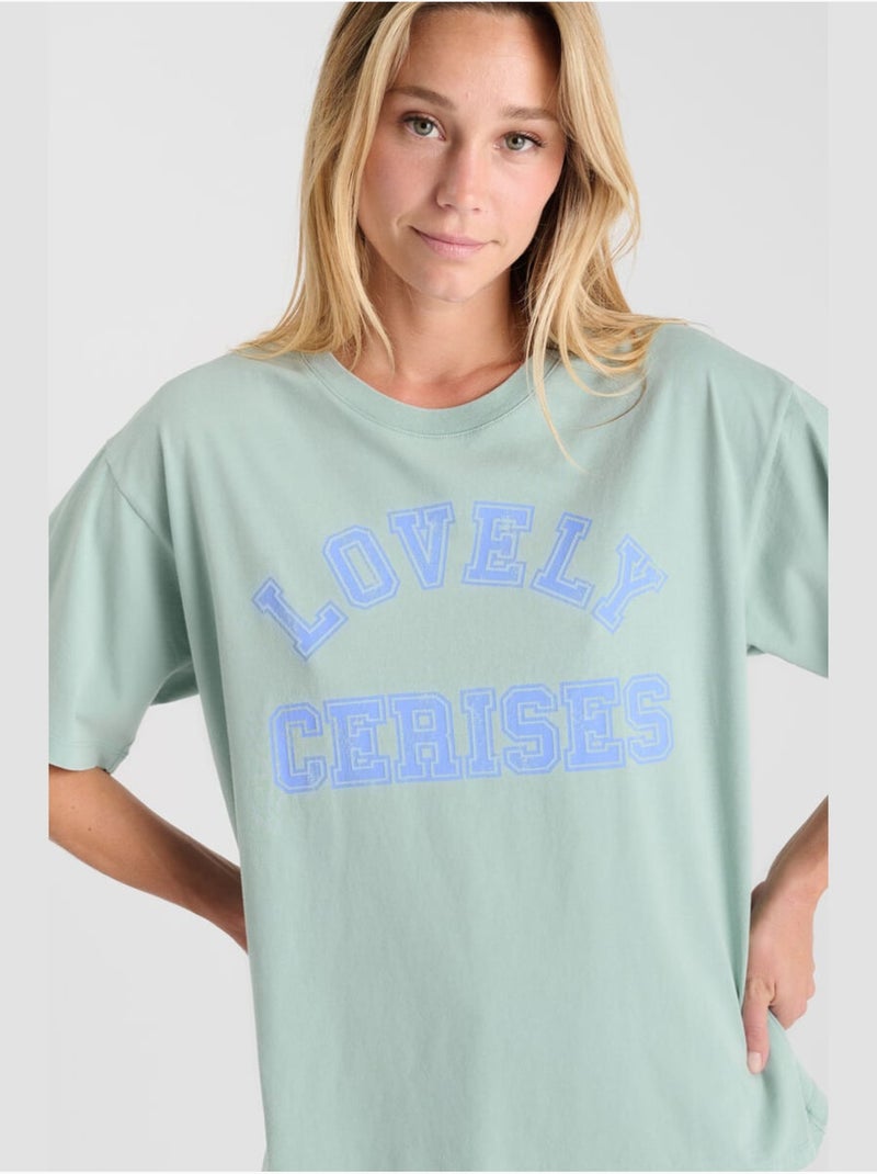 Tee-shirt sherri 'le temps des cerises' Bleu - Kiabi