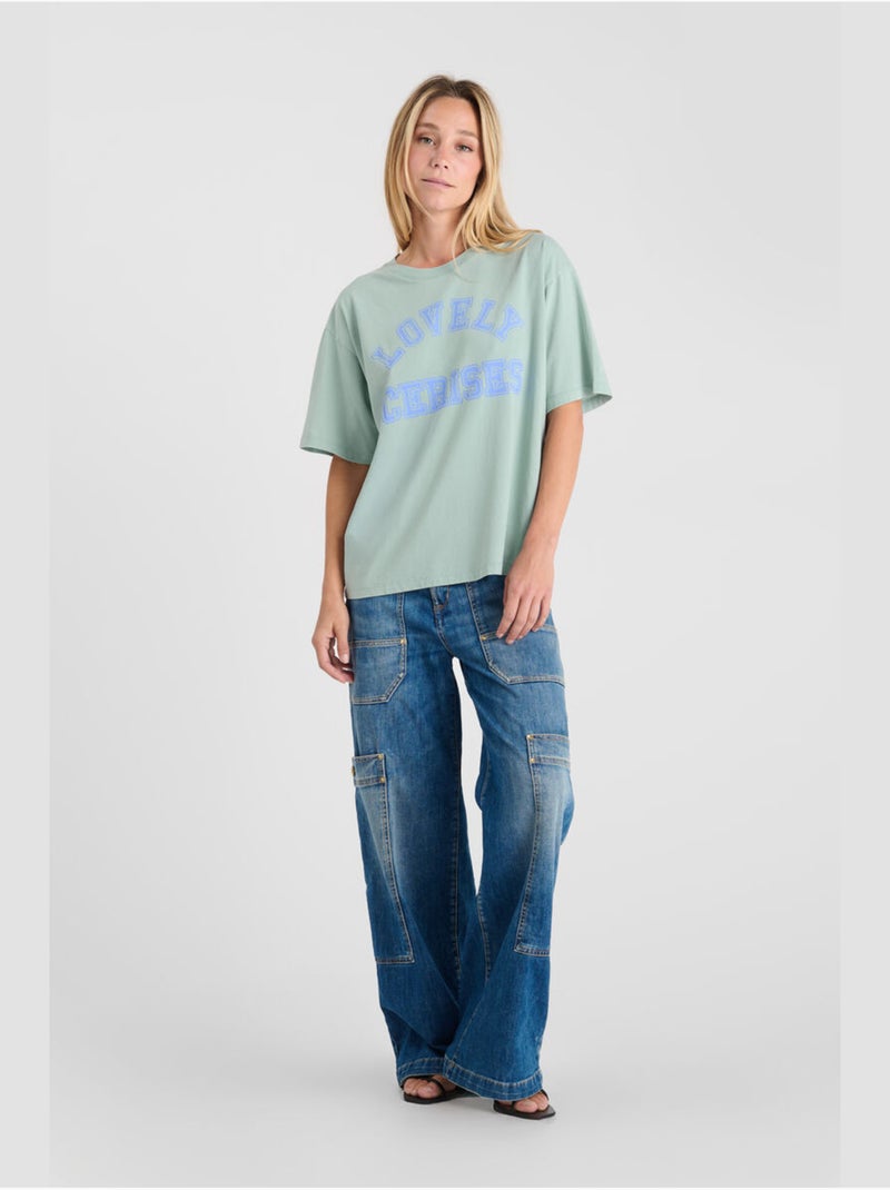 Tee-shirt sherri 'le temps des cerises' Bleu - Kiabi