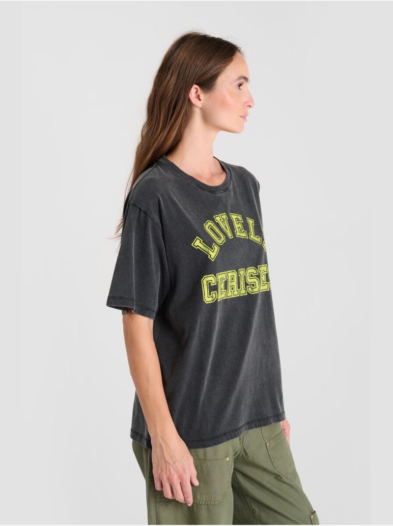 Tee-shirt sherri 'le temps des cerises' Noir - Kiabi