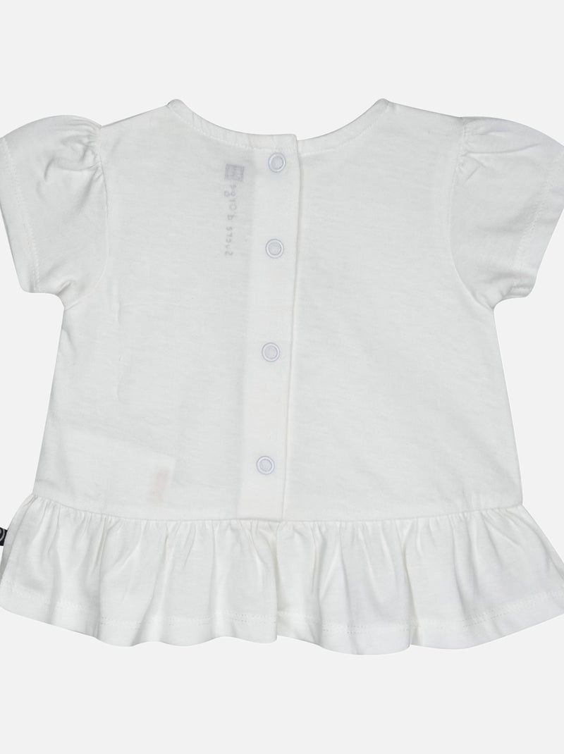 TEE SHIRT SHORT GLYCINE MANCHES COURTES BEBE Blanc - Kiabi