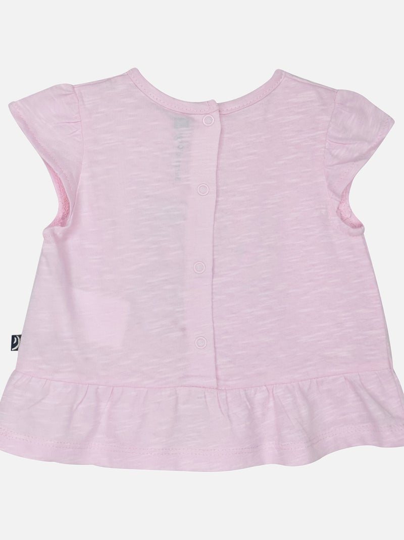 TEE SHIRT SHORT GRENADINE BEBE Rose - Kiabi