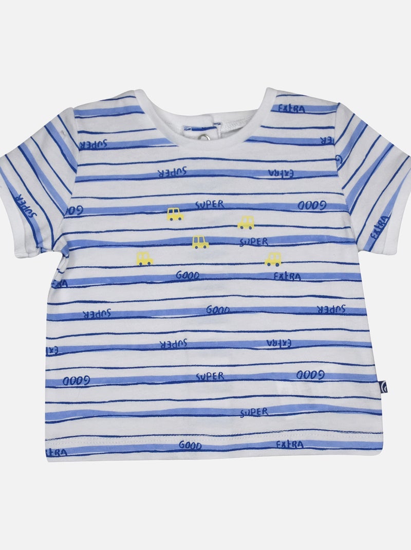 TEE SHIRT SHORT LARBI MAILLE PIQUEE BEBE Bleu - Kiabi