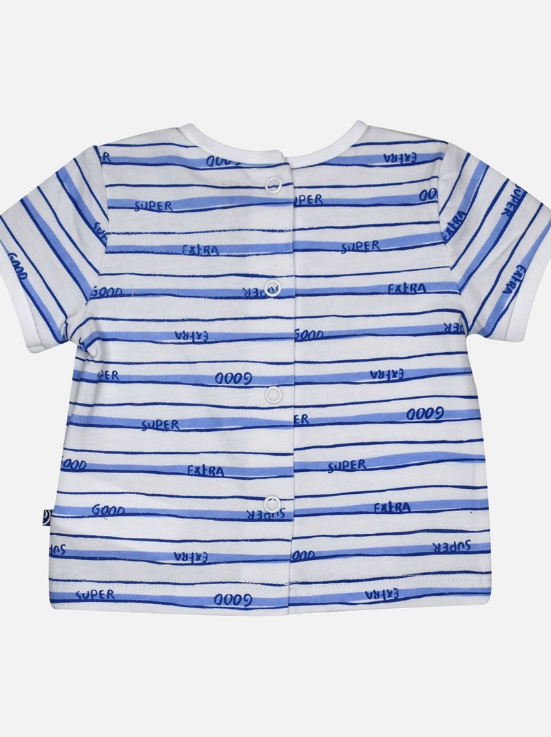 TEE SHIRT SHORT LARBI MAILLE PIQUEE BEBE Bleu - Kiabi