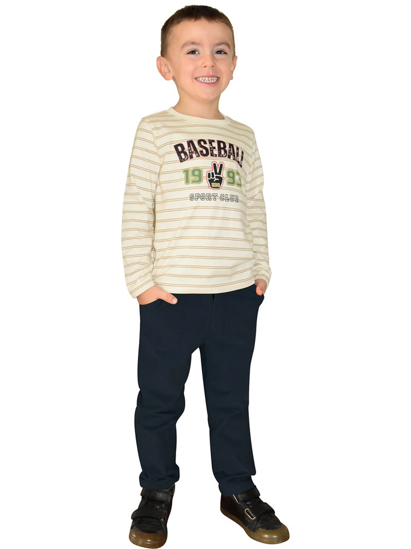 Tee shirt silvino manches longues enfant Beige - Kiabi