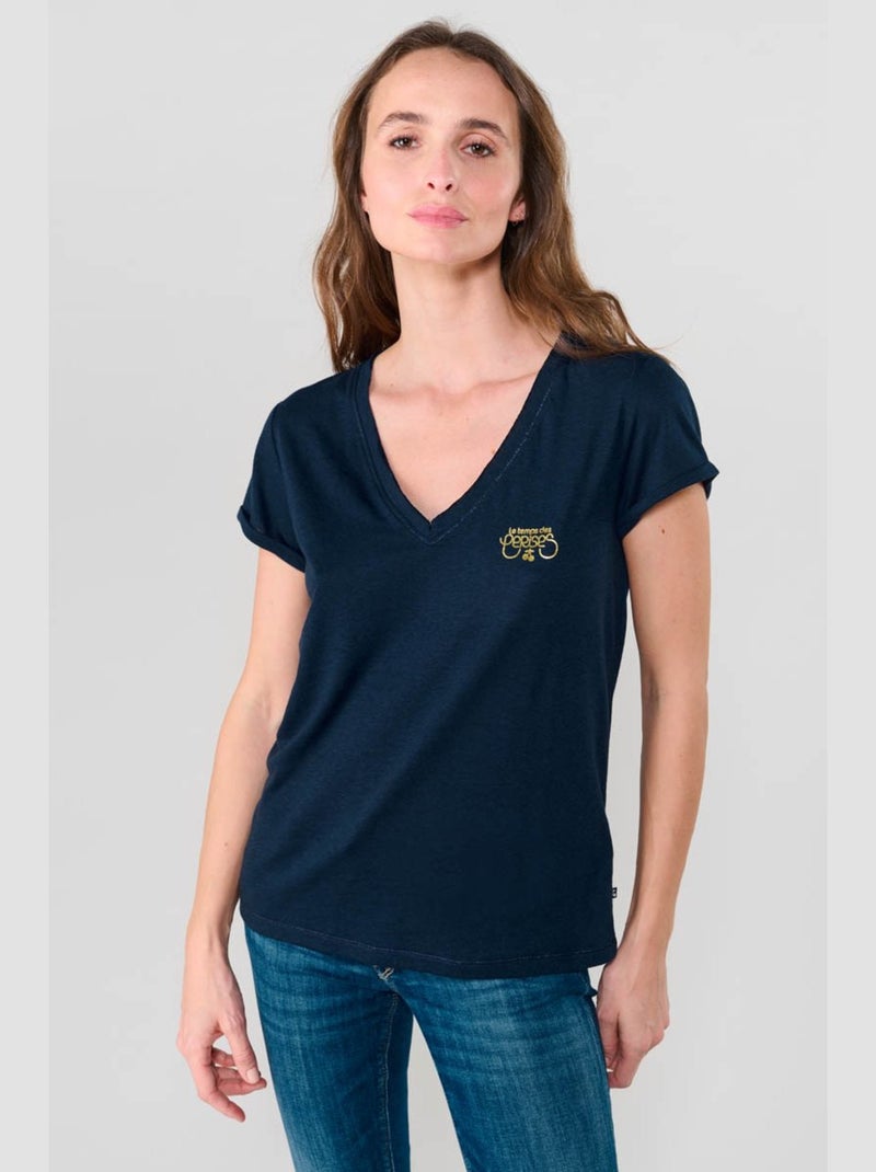 Tee-Shirt SMALLVTR 'Le Temps Des Cerises' Bleu - Kiabi