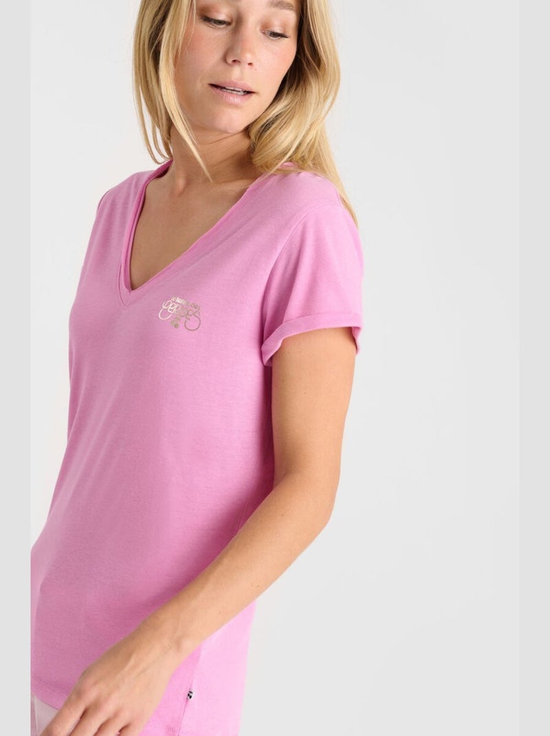 Tee-Shirt SMALLVTR 'Le Temps Des Cerises' Rose - Kiabi