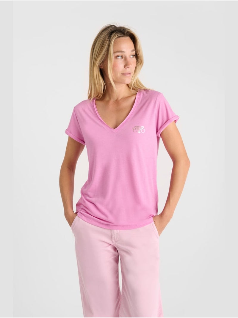 Tee-Shirt SMALLVTR 'Le Temps Des Cerises' Rose - Kiabi