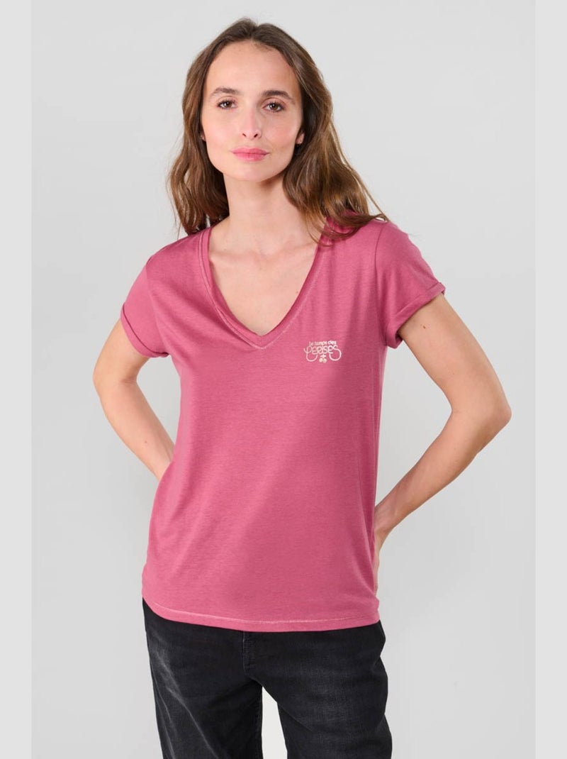 Tee-Shirt SMALLVTR 'Le Temps Des Cerises' Rose - Kiabi