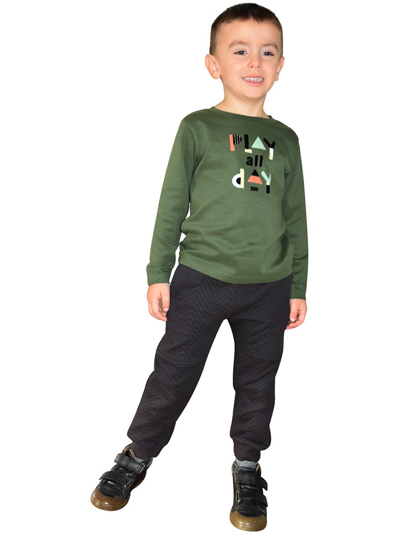 Tee shirt sohann interlock manches longues Vert - Kiabi