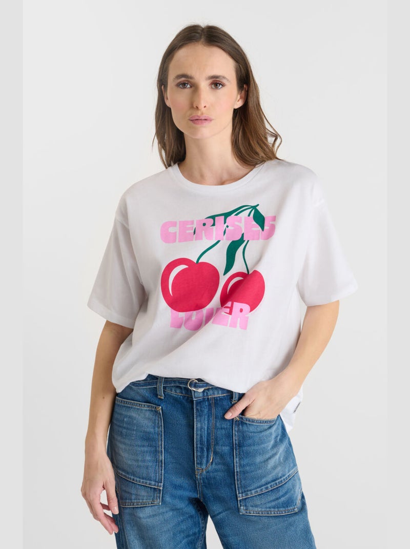 Tee-Shirt SPEARS 'Le Temps Des Cerises' Blanc - Kiabi