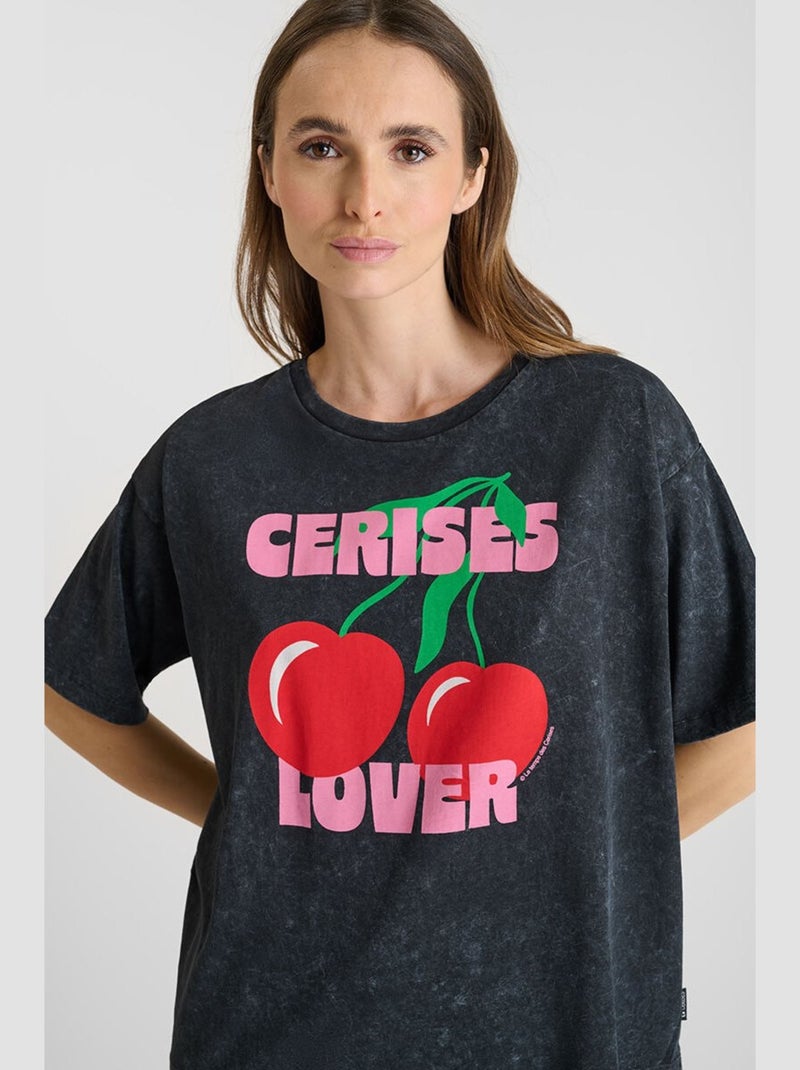 Tee-Shirt SPEARS 'Le Temps Des Cerises' Noir - Kiabi