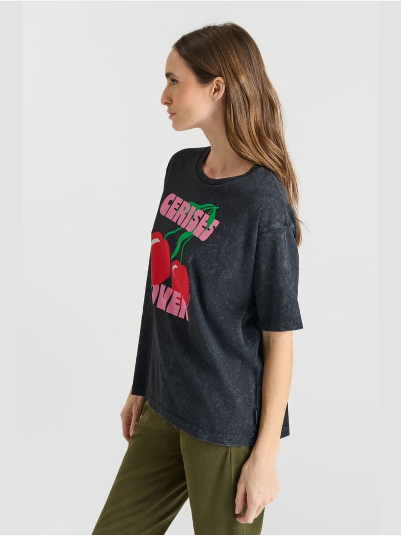 Tee-Shirt SPEARS 'Le Temps Des Cerises' Noir - Kiabi