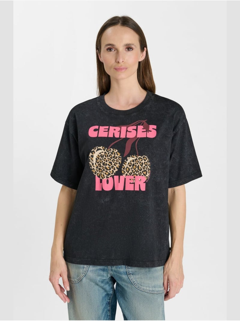 Tee-Shirt SPIKY 'Le Temps Des Cerises' Noir - Kiabi