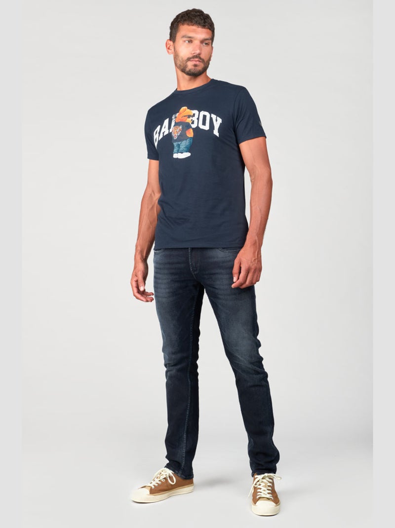 Tee-Shirt STENLEY 'Le Temps Des Cerises' Bleu - Kiabi