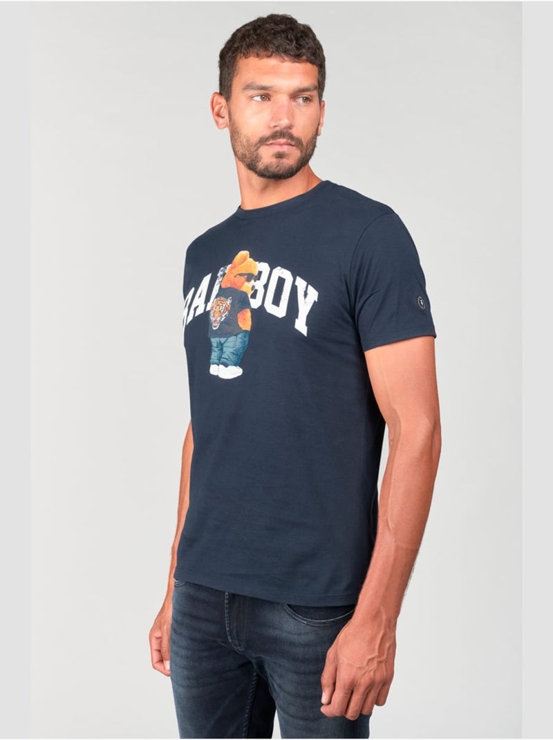 Tee-Shirt STENLEY 'Le Temps Des Cerises' Bleu - Kiabi