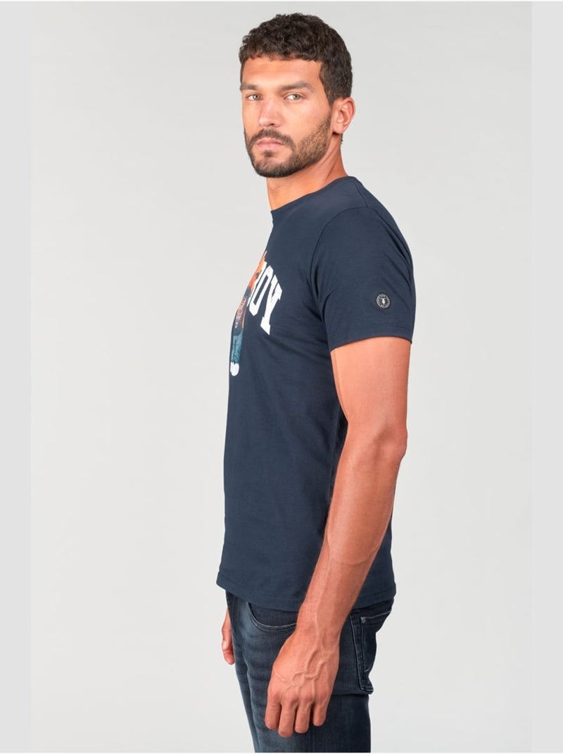 Tee-Shirt STENLEY 'Le Temps Des Cerises' Bleu - Kiabi