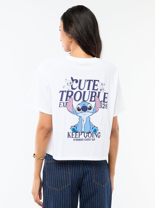 Tee-shirt 'Stitch' cropped à manches courtes - Kiabi